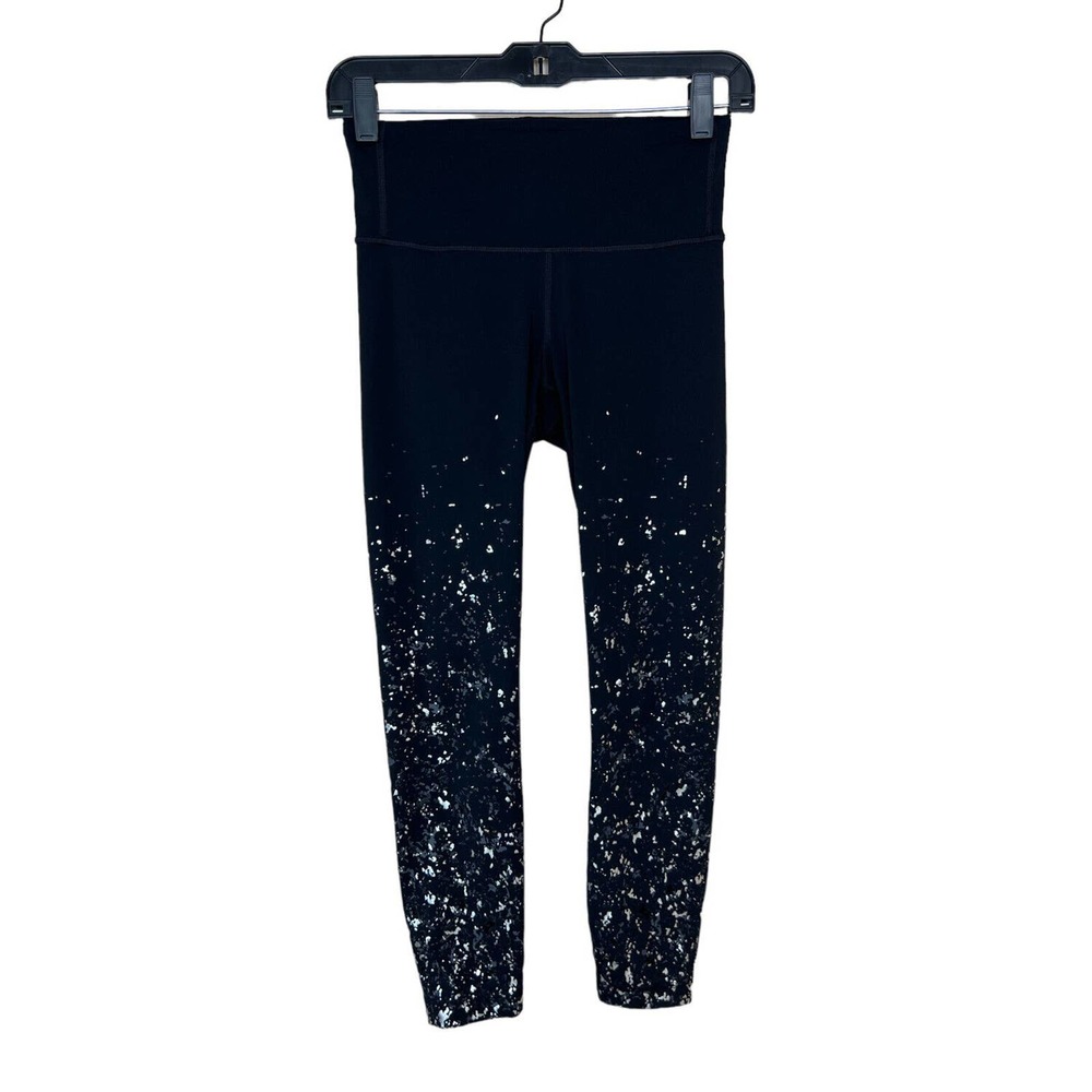 Lululemon Speed Wunder Legging 4 Speckle Shine Mid Rise Crop 23" Womens Black